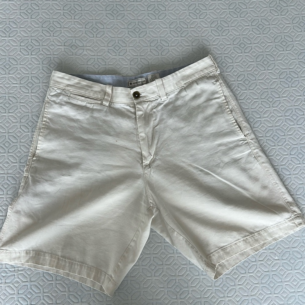 Peter Millar Men’s off-white/stone color linen shorts waist size 33
